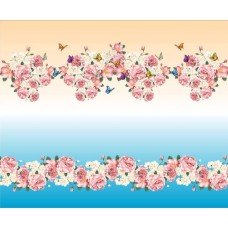 Стрейч атлас с принтом Розовый сад