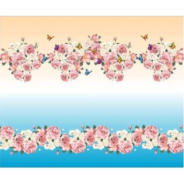 Стрейч атлас с принтом Розовый сад Стрейч атлас с принтом Розовый сад