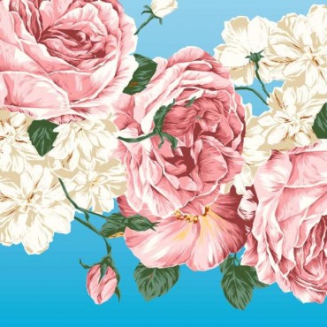 Стрейч атлас с принтом Розовый сад Стрейч атлас с принтом Розовый сад