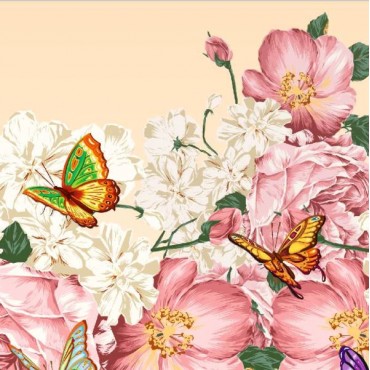 Стрейч атлас с принтом Розовый сад Стрейч атлас с принтом Розовый сад