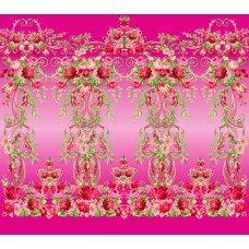 Принт на ткани - Королевский Сад - розовый цвет фона