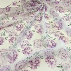 Органза матовая Виола с пионами