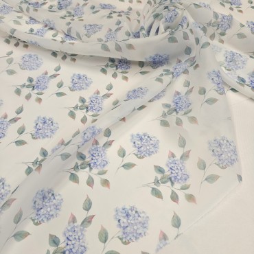 Органза матовая Виола с акварельной гортензией