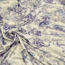 Вискозный атлас стрейч Vella с принтом в стиле Dior