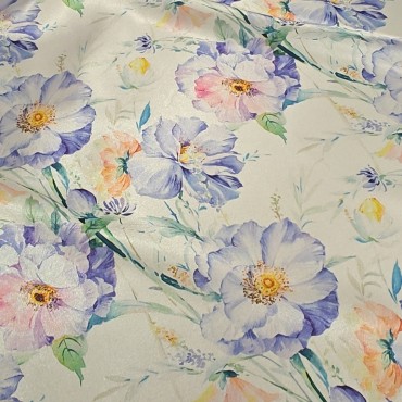 Атлас с блеском Кристалл с акварельными цветами