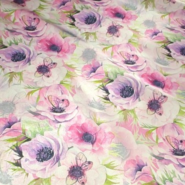 Атлас с блеском Кристалл с бабочками на анемонах