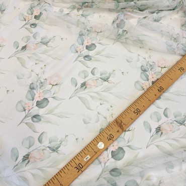 Сетка стрейч с цветочным принтом розы