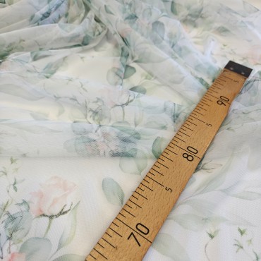 Сетка стрейч с цветочным принтом розы