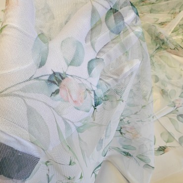 Сетка стрейч с цветочным принтом розы